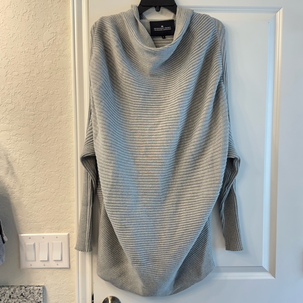 Light Gray Cowl Neck Sweater Dress